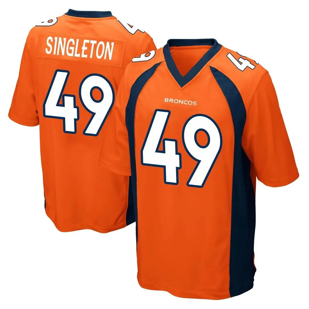 D.Broncos #49 Alex Singleton Player Orange Color Home Game Ndoa Stitched Jerseys