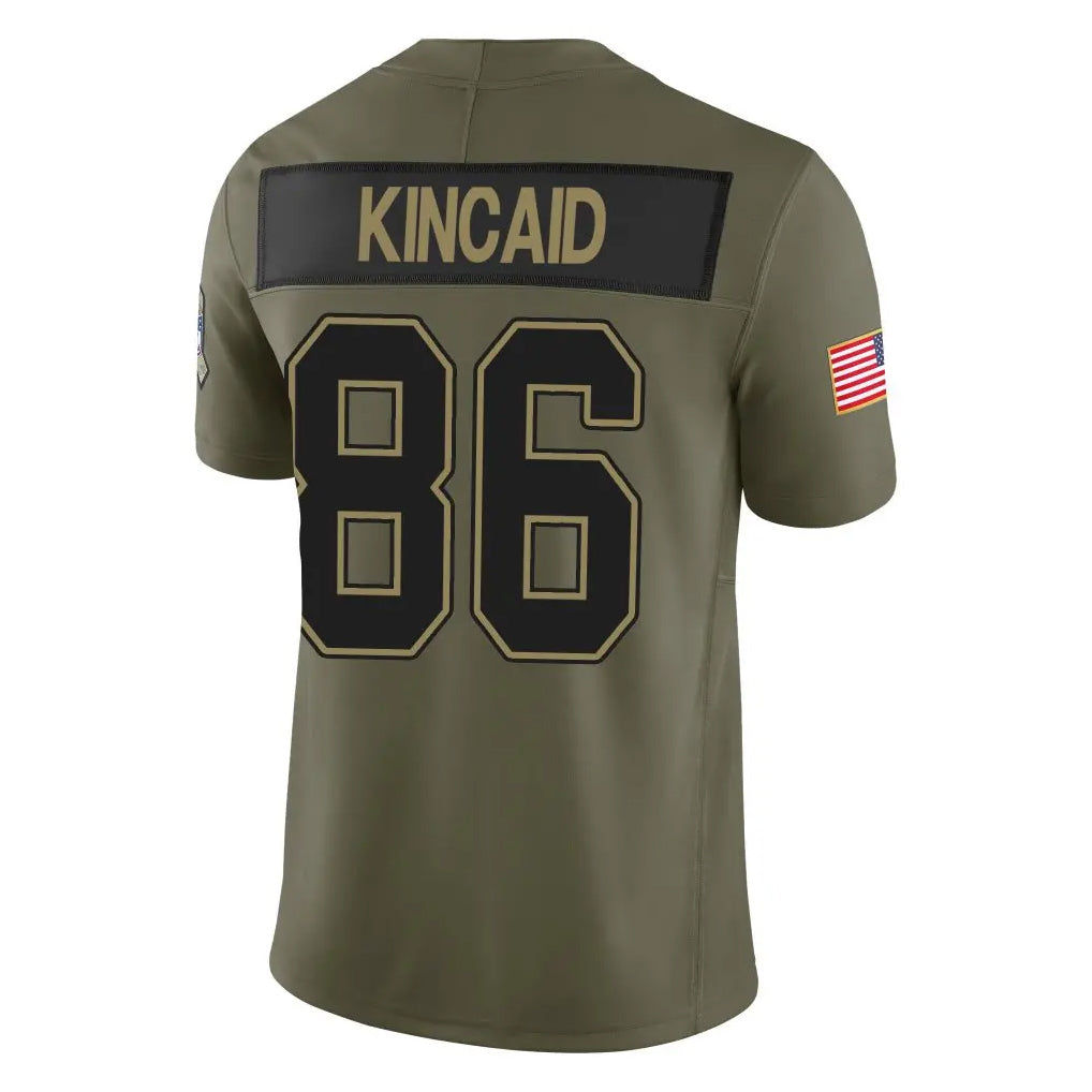 B.Bills #86 Dalton Kincaid Player Olive Salute to Service Limited Home Game Ndoa Stitched Jerseys