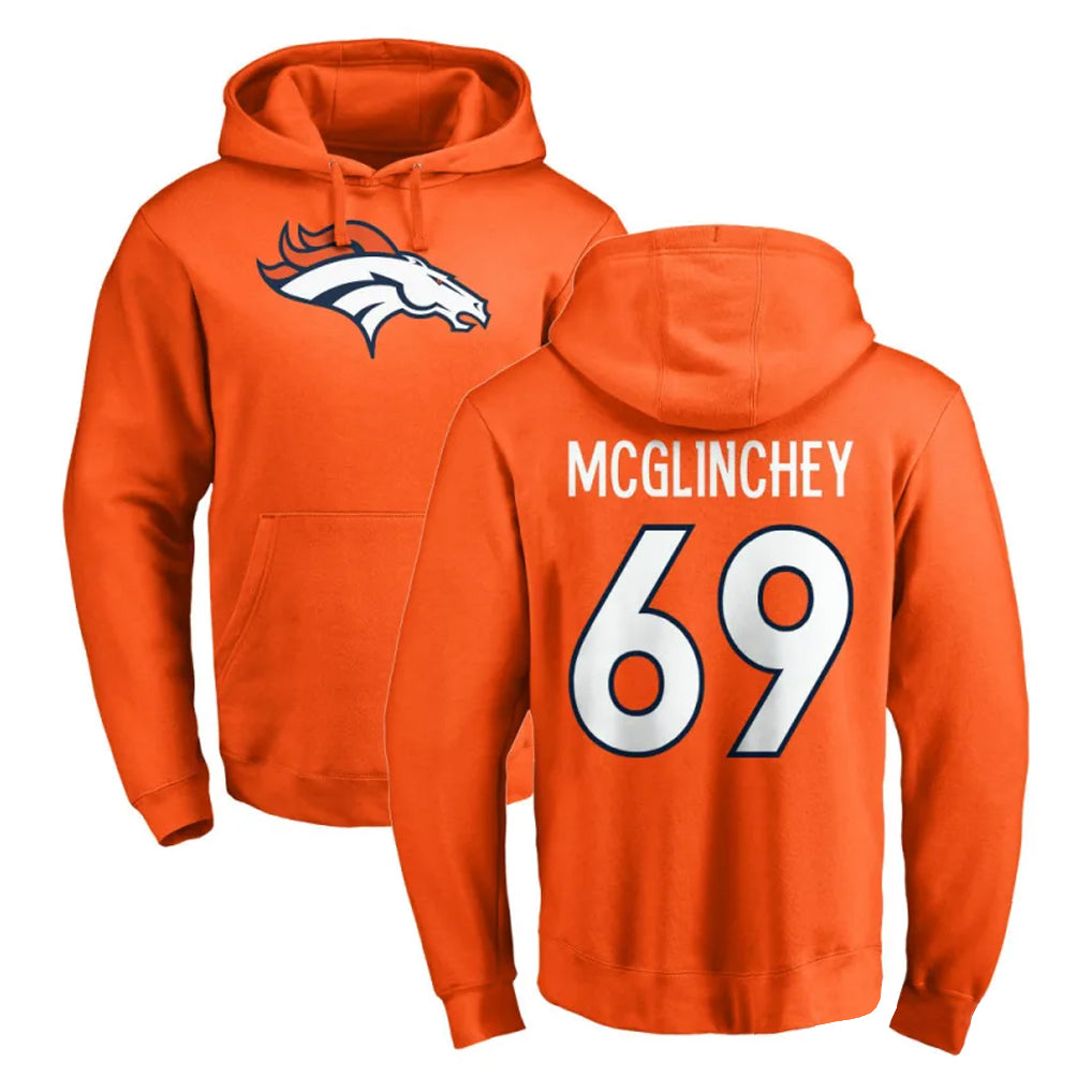 D.Broncos #69 Mike McGlinchey Player Orange Pullover Hoodie Limited Ndoa Stitched Jerseys