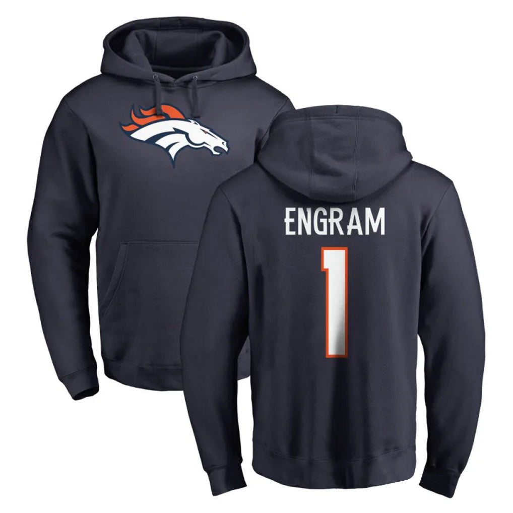 D.Broncos #1 Evan Engram Player Navy Pullover Hoodie Limited Ndoa Stitched Jerseys