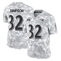 B.Ravens #32 Trenton Simpson Player Arctic Camo Salute to Service Limited Ndoa Stitched Jerseys