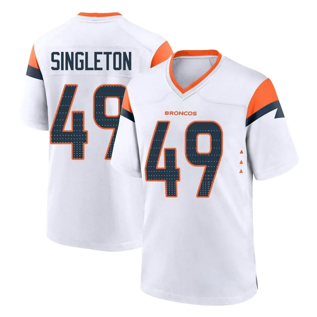 D.Broncos #49 Alex Singleton Player White Home Game Ndoa Stitched Jerseys