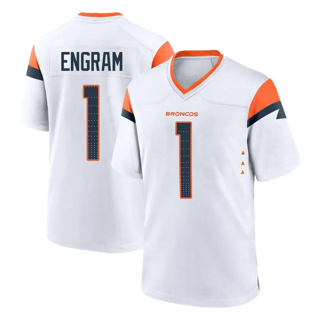 D.Broncos #1 Evan Engram Player White Home Game Ndoa Stitched Jerseys