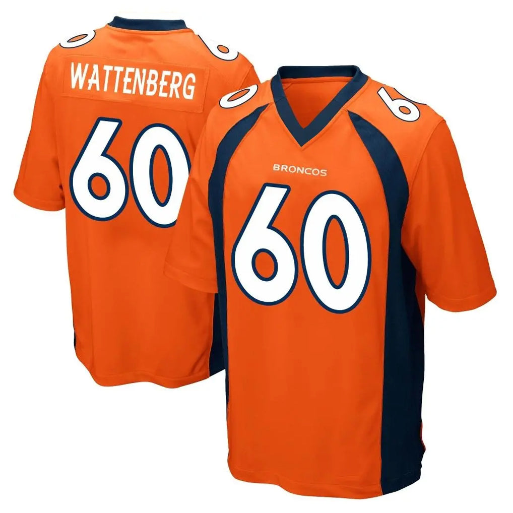 D.Broncos #60 Luke Wattenberg Player Orange Color Home Game Ndoa Stitched Jerseys