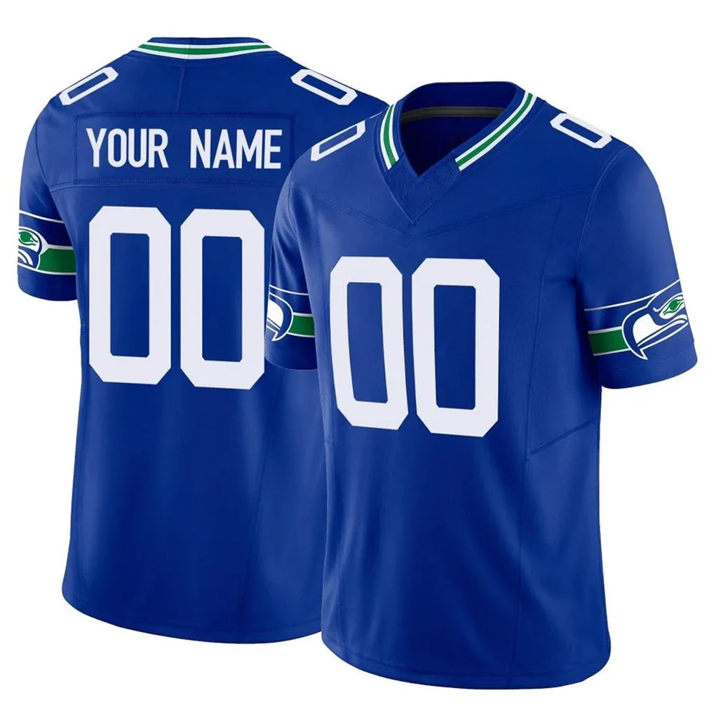 Custom S.Seahawks Royal Limited Throwback Vapor F.U.S.E. Home Game Any Name & Numbers Ndoa Stitched Jerseys