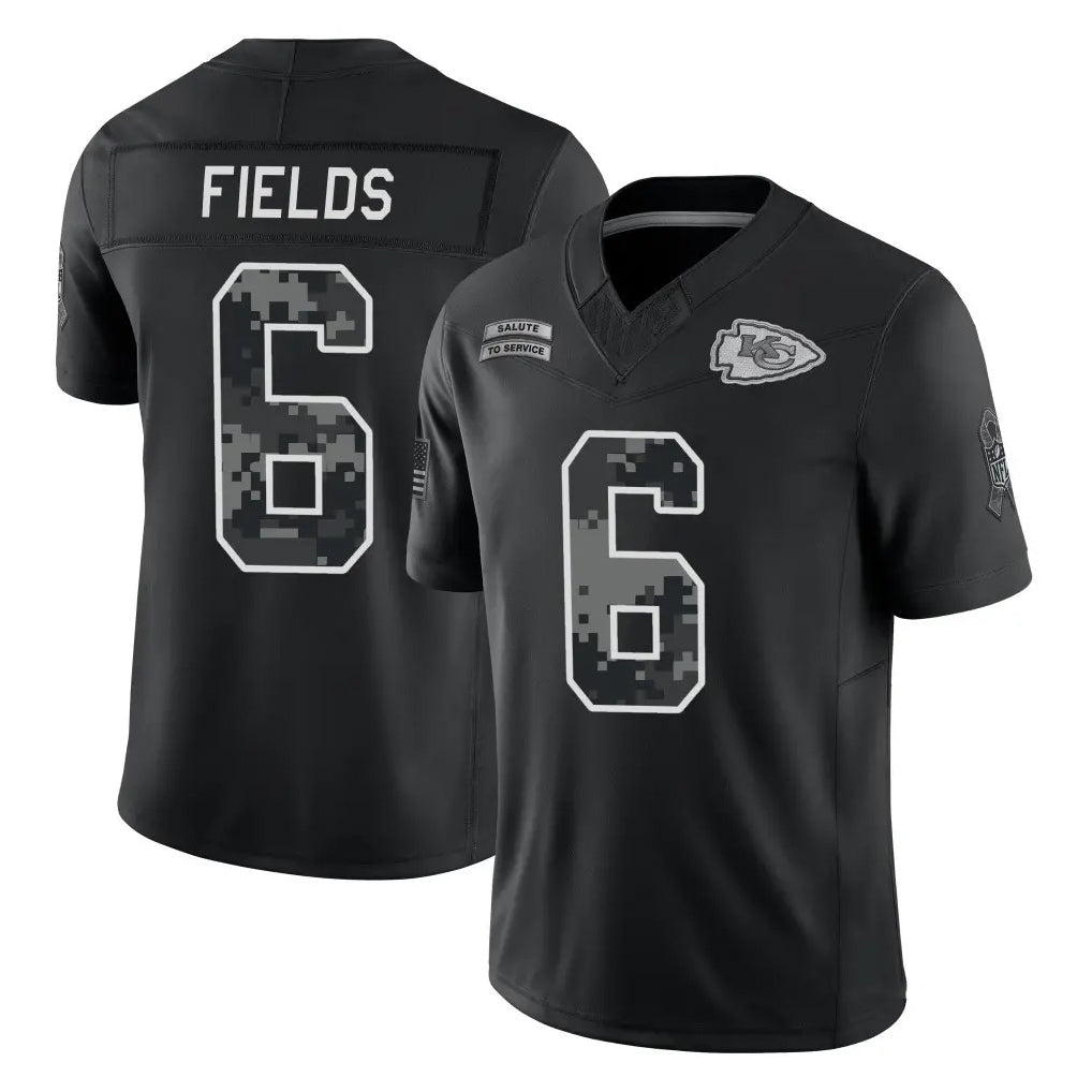 KC.Chiefs #6 Justin Fields Player Black Limited 2026 Salute to Service Home Game Stitched Jerseys