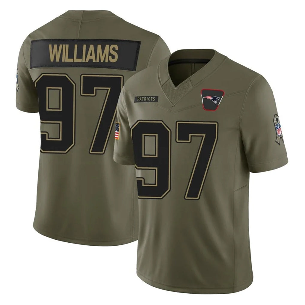 NE.Patriots #97 Milton Williams Player Olive 2025 Salute To Service Limited Ndoa Stitched Jerseys