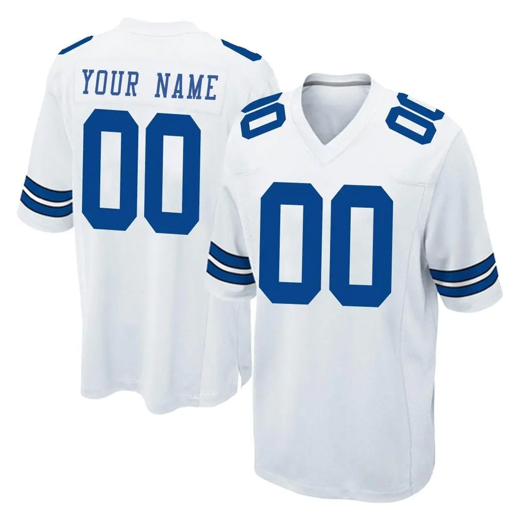 Custom D.Cowboys White Home Game Any Name & Numbers Ndoa Stitched Jerseys