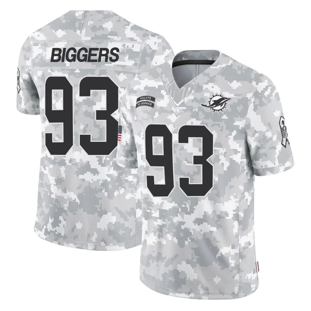 M.Dolphins #93 Zeek Biggers Player Arctic Camo Salute To Service Limited Game Ndoa Stitched Jerseys
