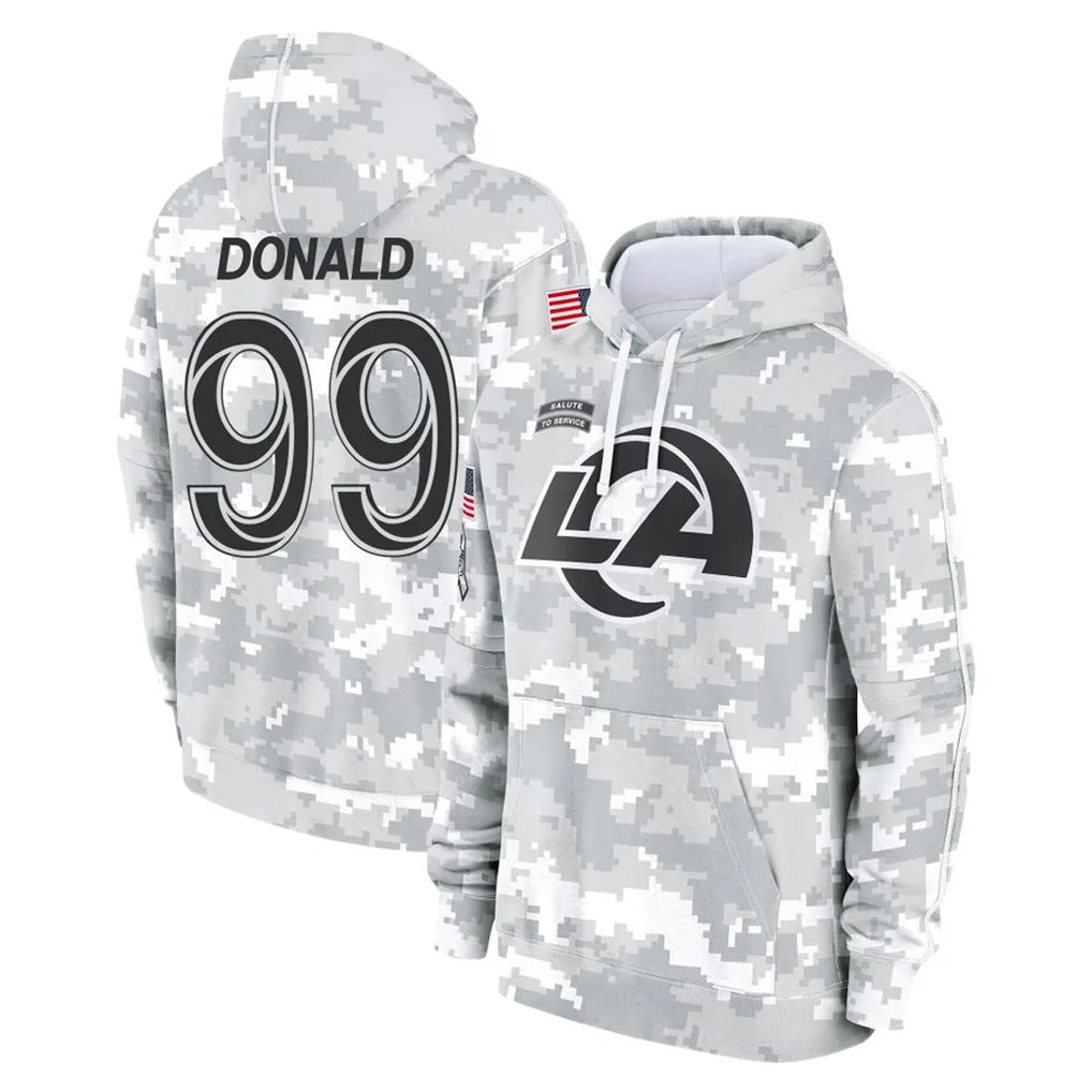 LA.Rams #99 Aaron Donald Player Arctic Camo Salute to Service Hoodies Limited Game Ndoa Stitched Jerseys