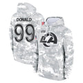 LA.Rams #99 Aaron Donald Player Arctic Camo Salute to Service Hoodies Limited Game Ndoa Stitched Jerseys