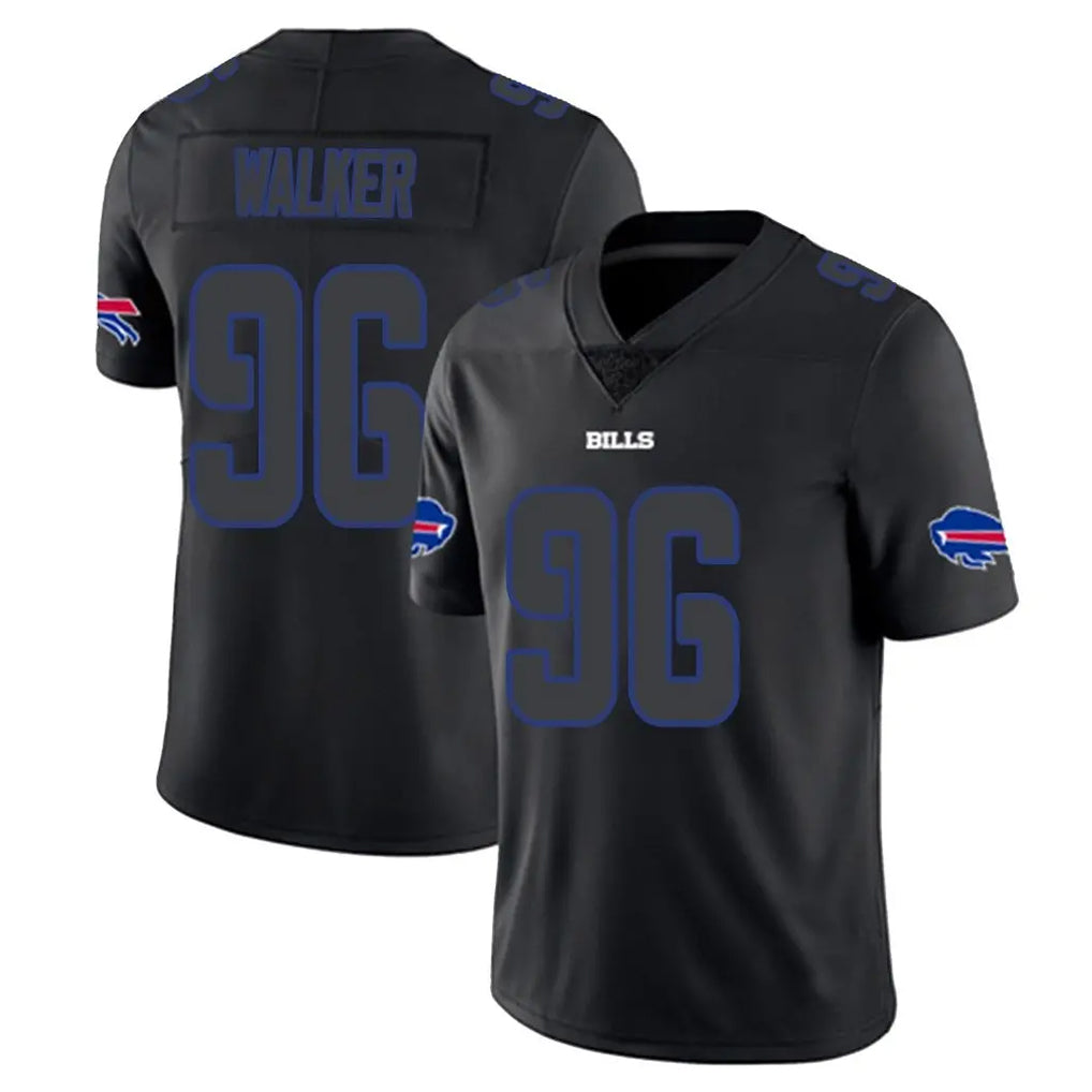 B.Bills #96 Deone Walker Player Black Impact Limited Home Game Ndoa Stitched Jerseys