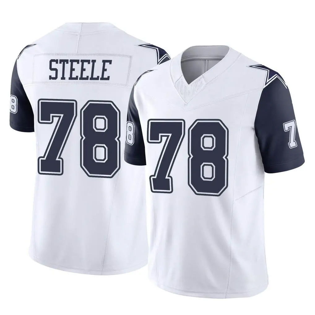 D.Cowboys #78 Terence Steele Player White-Navy Limited Vapor F.U.S.E. Home Game Ndoa Stitched Jerseys