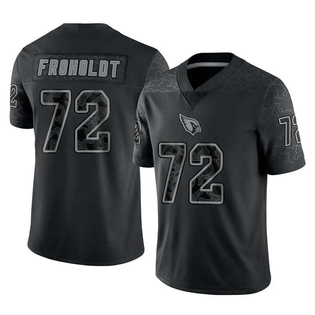 A.Cardinals #72 Hjalte Froholdt Player Black RFLCTV Limited Home Game Ndoa Stitched Jerseys