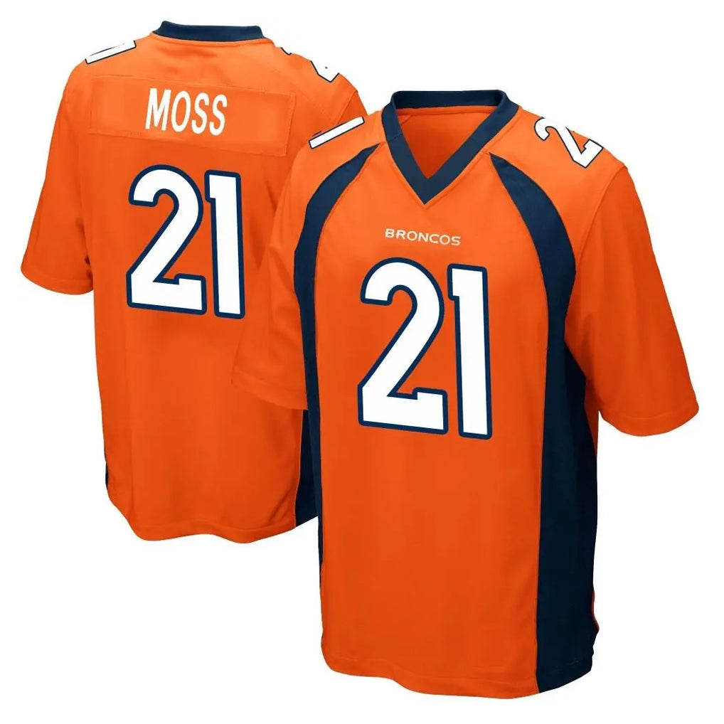 D.Broncos #21 Riley Moss Player Orange Color Home Game Ndoa Stitched Jerseys