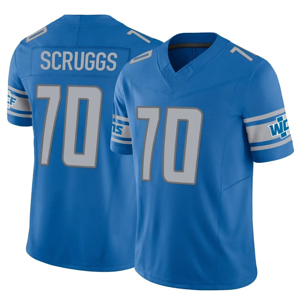 D.Lions #70 Juice Scruggs Player Blue Vapor F.U.S.E. Limited Home Game Ndoa Stitched Jerseys