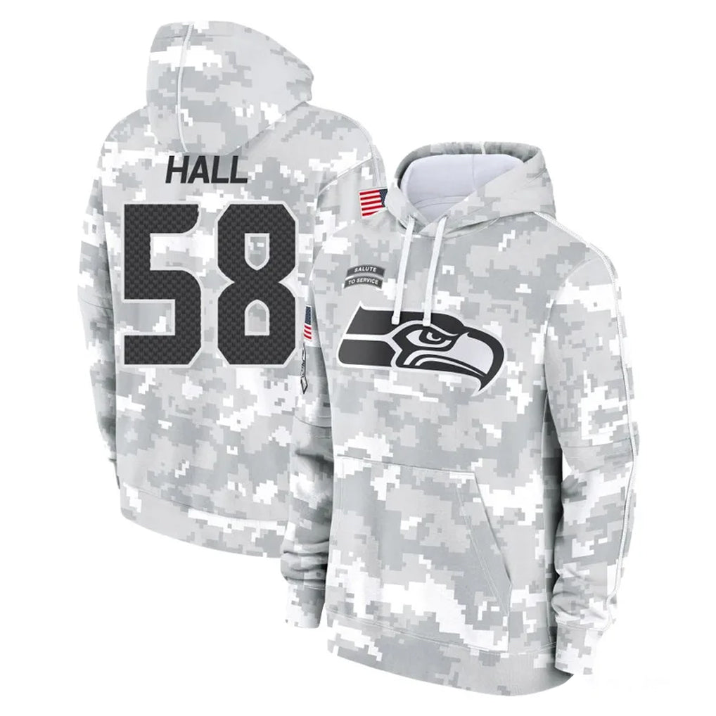 S.Seahawks #58 Derick Hall Player Arctic Camo Limited Salute to Service Pullover Hoodies Game Ndoa Stitched Jerseys