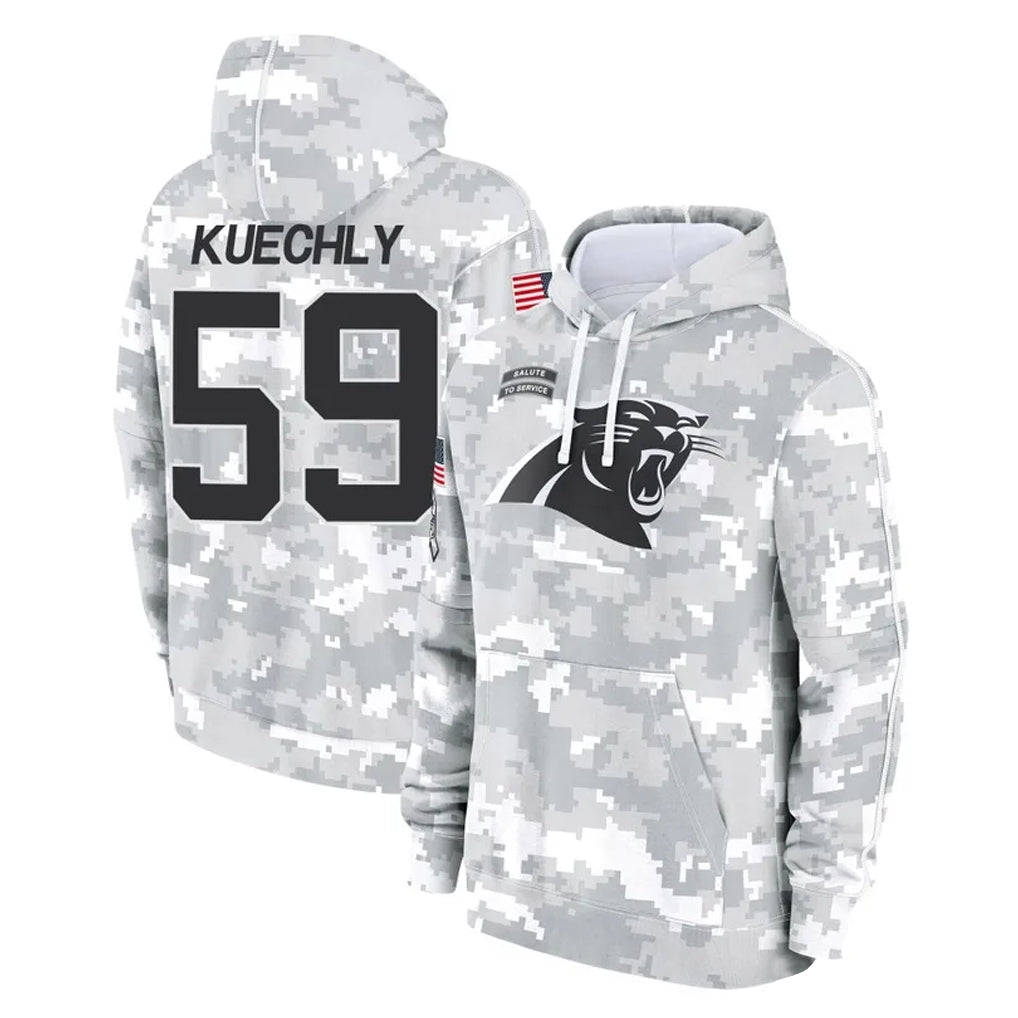 C.Panthers #59 Luke Kuechly Player Arctic Camo Salute to Service Pullover Hoodies Limited Game Ndoa Stitched Jerseys
