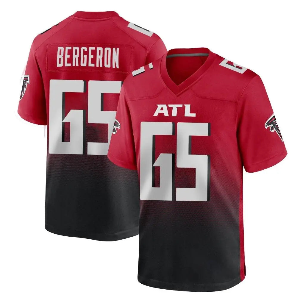 A.Falcons #65 Matthew Bergeron Player Red Home Game Ndoa Stitched Jerseys