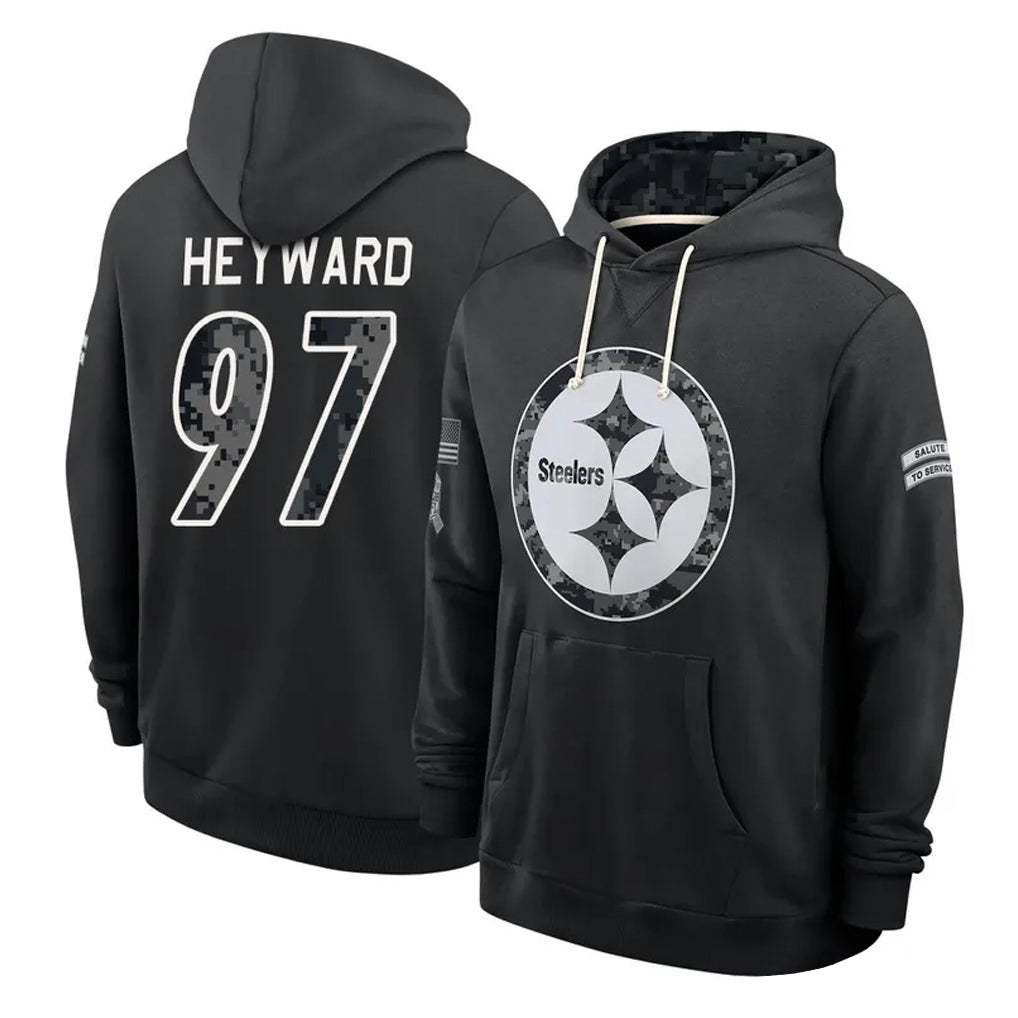 P.Steelers #97 Cameron Heyward Player 2026 Black Logo Pullover Hoodies Limited Game Ndoa Stitched Jerseys