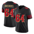 SF.49ers #64 Jake Brendel Player Black Limited Rivalries Collection Home Game Ndoa Stitched Jerseys