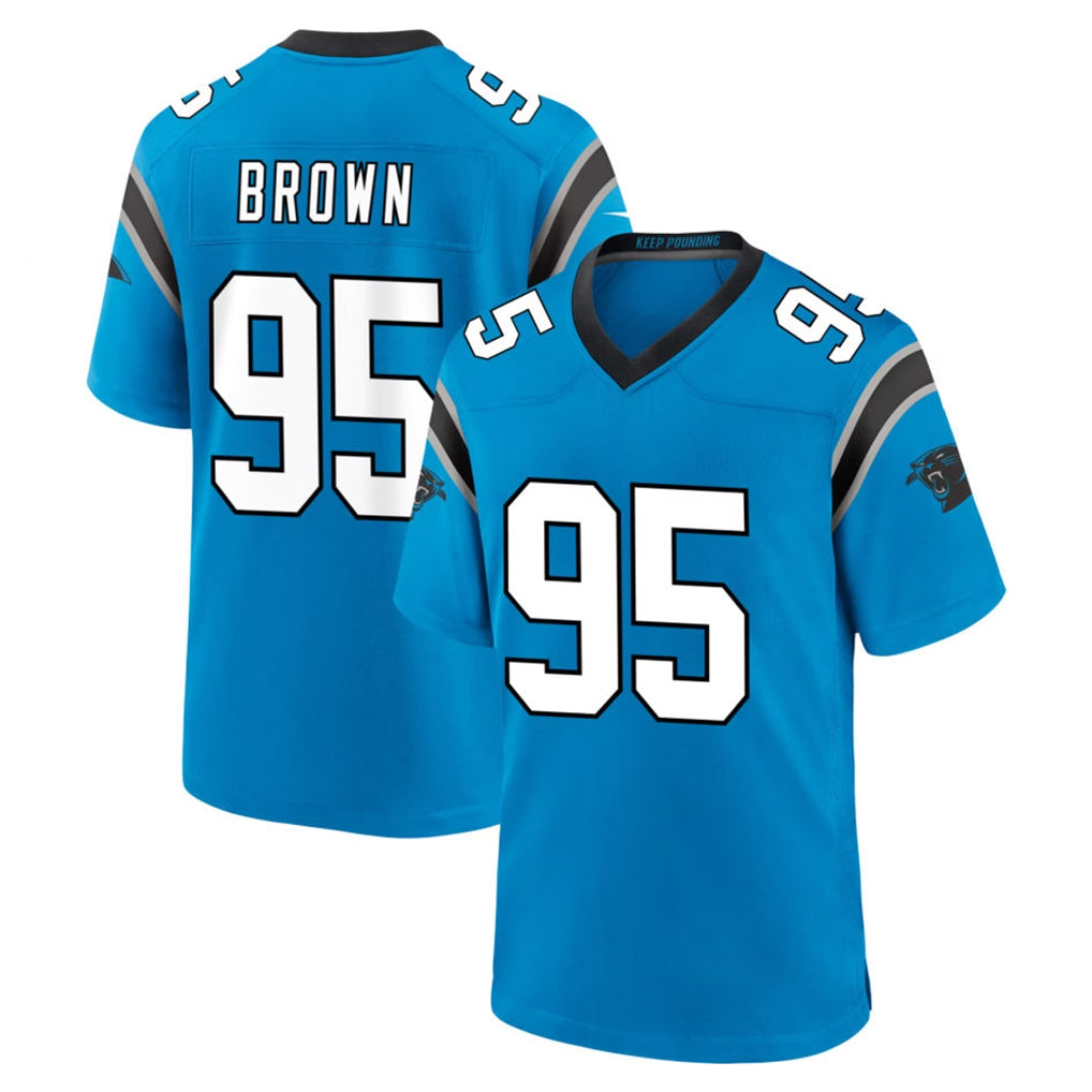 C.Panthers #95 Derrick Brown Player Blue Home Game Ndoa Stitched Jerseys