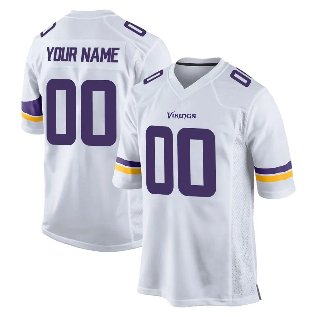 Custom M.Vikings White Home Game Any Name & Numbers Ndoa Stitched Jerseys