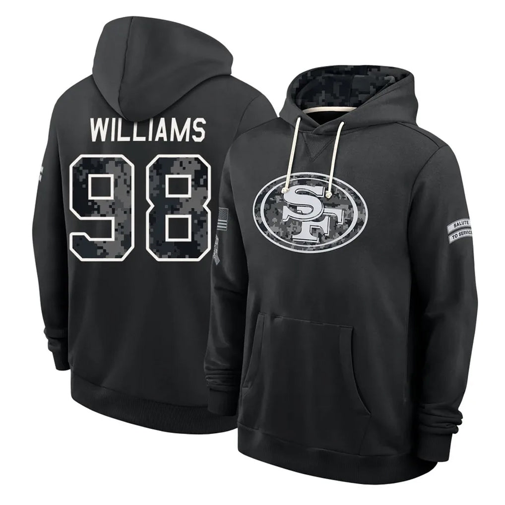 SF.49ers #98 Mykel Williams Player 2026 Black Logo Pullover Hoodies Limited Game Ndoa Stitched Jerseys
