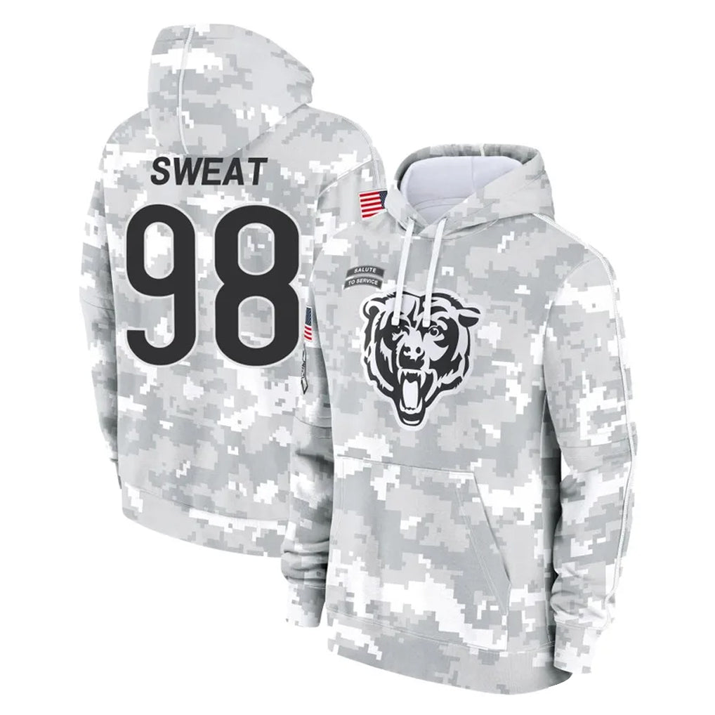 C.Bears #98 Montez Sweat Player Arctic Camo Salute to Service Pullover Hoodies Limited Ndoa Stitched Jerseys