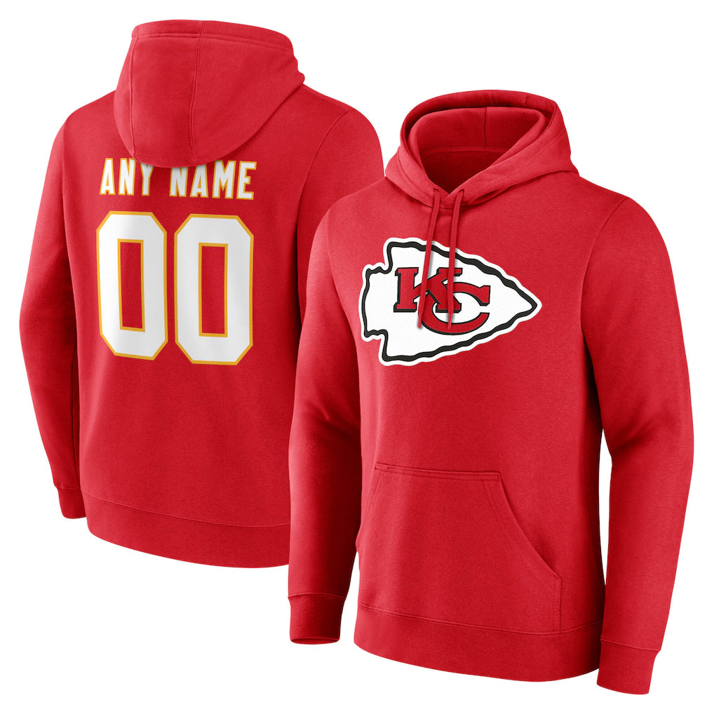 Custom KC.Chiefs Red LoGo Pullover Hoodies Limited Any Name & Numbers Ndoa Stitched Jerseys