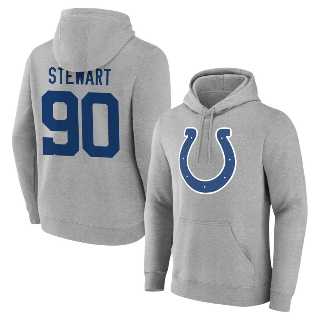 IN.Colts #90 Grover Stewart Player Gray Pullover Hoodies Limited Game Ndoa Stitched Jerseys