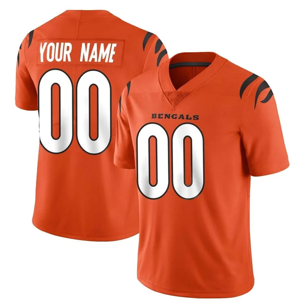 Custom C.Bengals Orange Vapor Untouchable Limited Home Game Any Name & Numbers Ndoa Stitched Jerseys