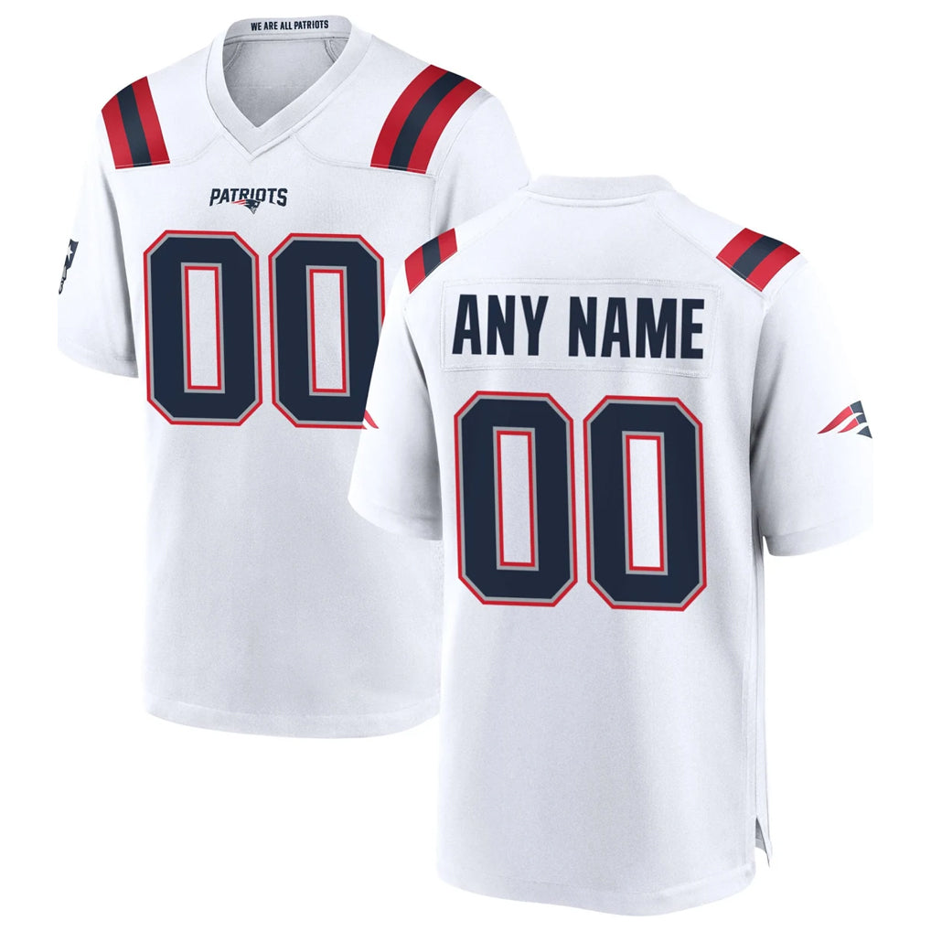 Custom NE.Patriots White Home Game Any Name & Numbers Ndoa Stitched Jerseys