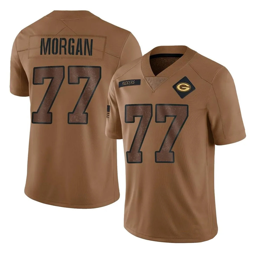 GB.Packers #77 Jordan Morgan Player Brown Salute To Service Limited Ndoa Stitched Jerseys