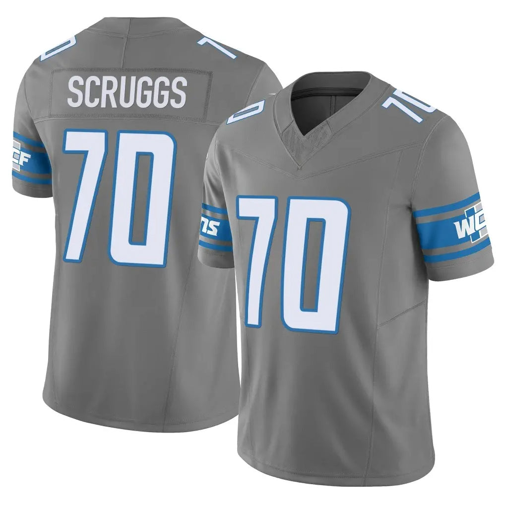 D.Lions #70 Juice Scruggs Player Gray Vapor F.U.S.E. Limited Home Game Ndoa Stitched Jerseys