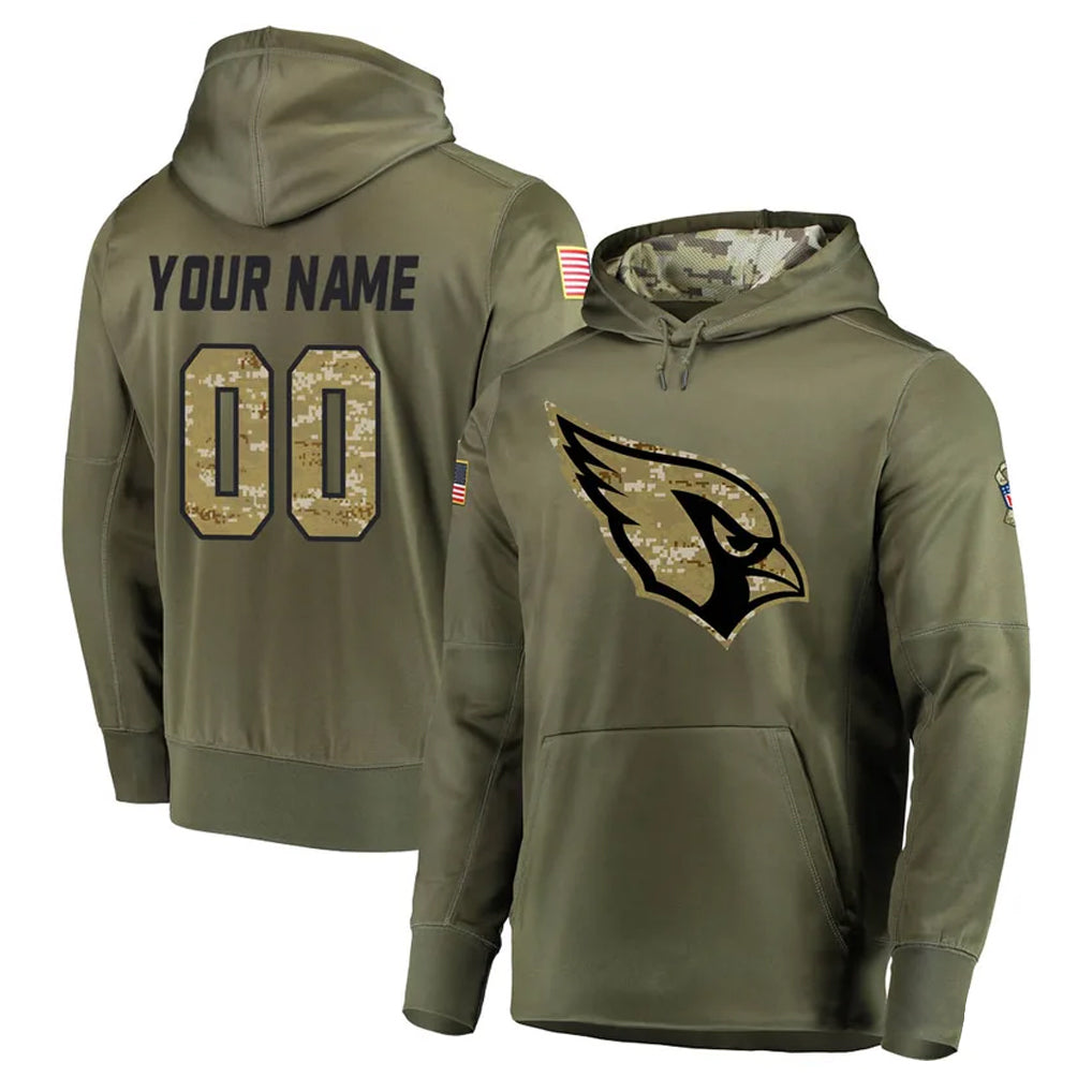 Custom A.Cardinals Olive Salute to Service Limited Hoodie Any Name & Numbers Ndoa Stitched Jerseys