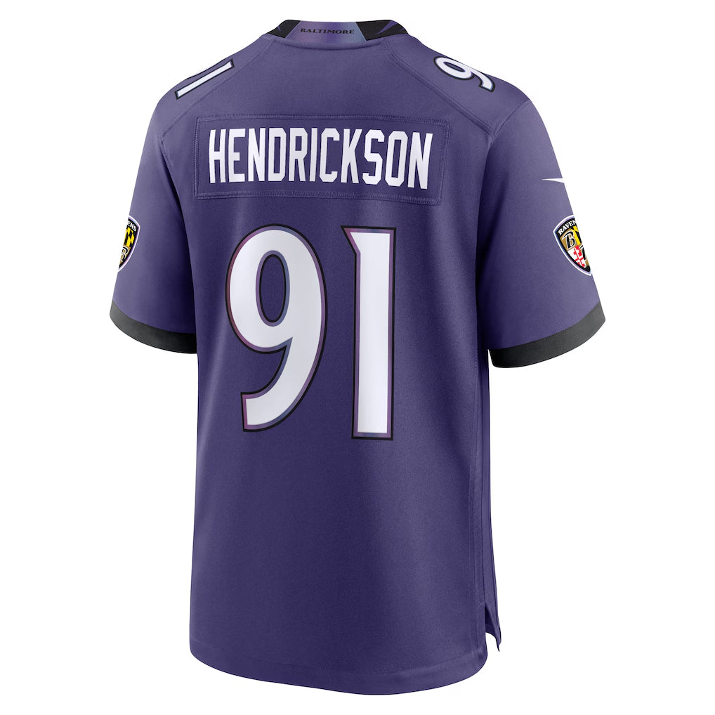 B.Ravens #91 Trey Hendrickson Player Purple Home Game Ndoa Stitched Jerseys
