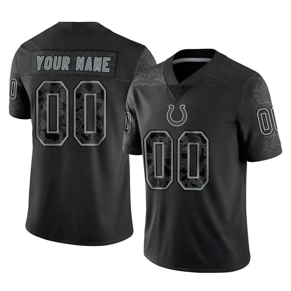 Custom IN.Colts Black Reflective Limited Game Any Name & Numbers Ndoa Stitched Jerseys