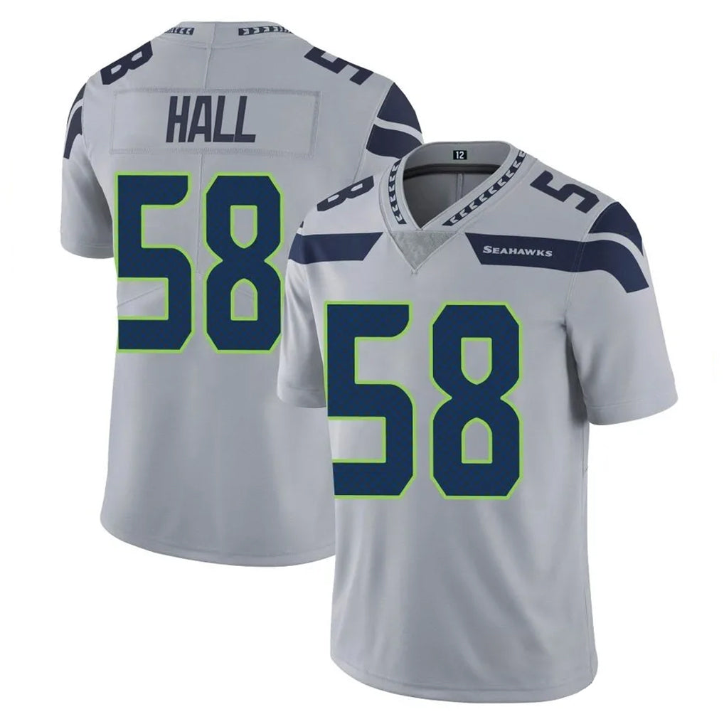 S.Seahawks #58 Derick Hall Player Gray Limited Vapor Untouchable Home Game Ndoa Stitched Jerseys