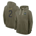 S.Seahawks #2 Drew Lock Player Olive Salute to Service Pullover Hoodies Limited Ndoa Stitched Jerseys