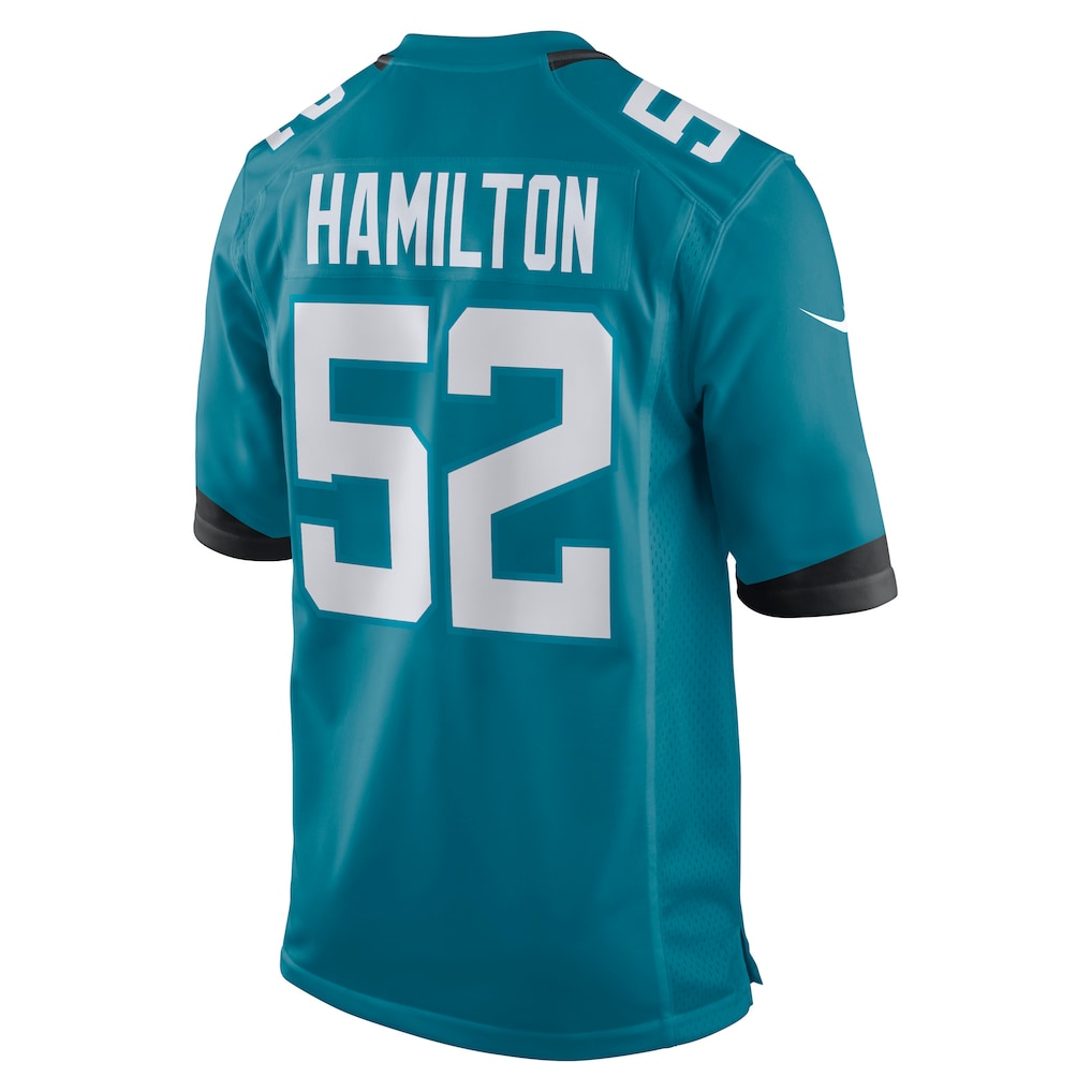 Ndoa J.Jaguars #52 DaVon Hamilton Teal Team Game Jersey