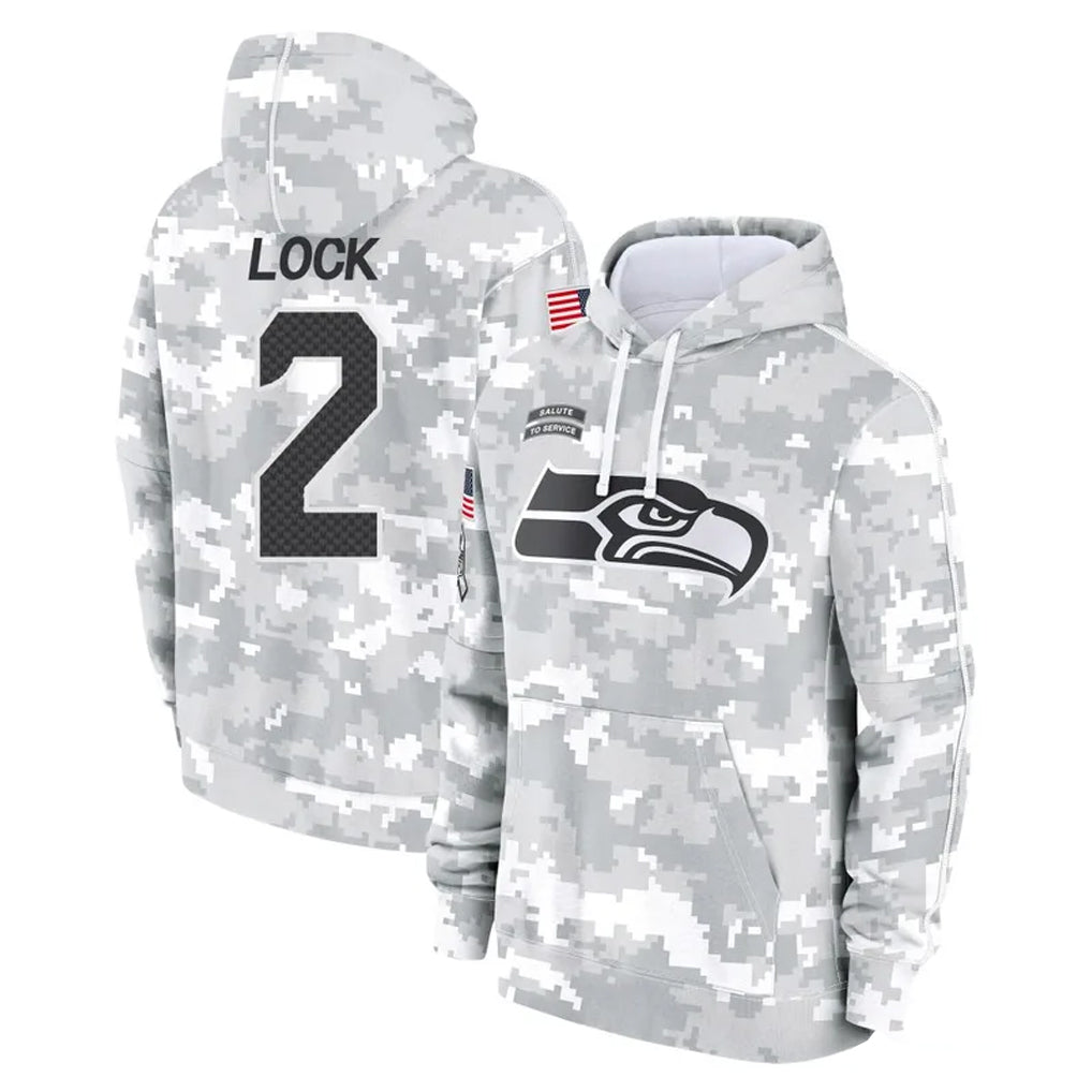 S.Seahawks #2 Drew Lock Player Arctic Camo Limited Salute to Service Pullover Hoodies Game Ndoa Stitched Jerseys