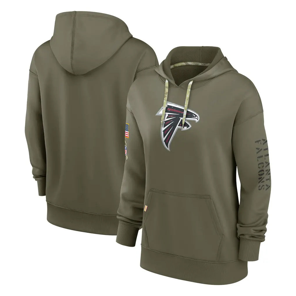 A.Falcons ## Falcons Blank Player Olive 2025 Salute to Service Pullover Hoodie Ndoa Stitched Jerseys