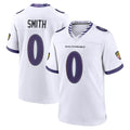 B.Ravens #0 Roquan Smith Player White Purple Home Game Ndoa Stitched Jerseys