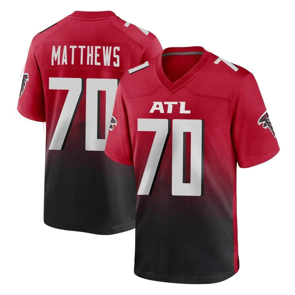 A.Falcons #70 Jake Matthews Player Red Home Game Ndoa Stitched Jerseys