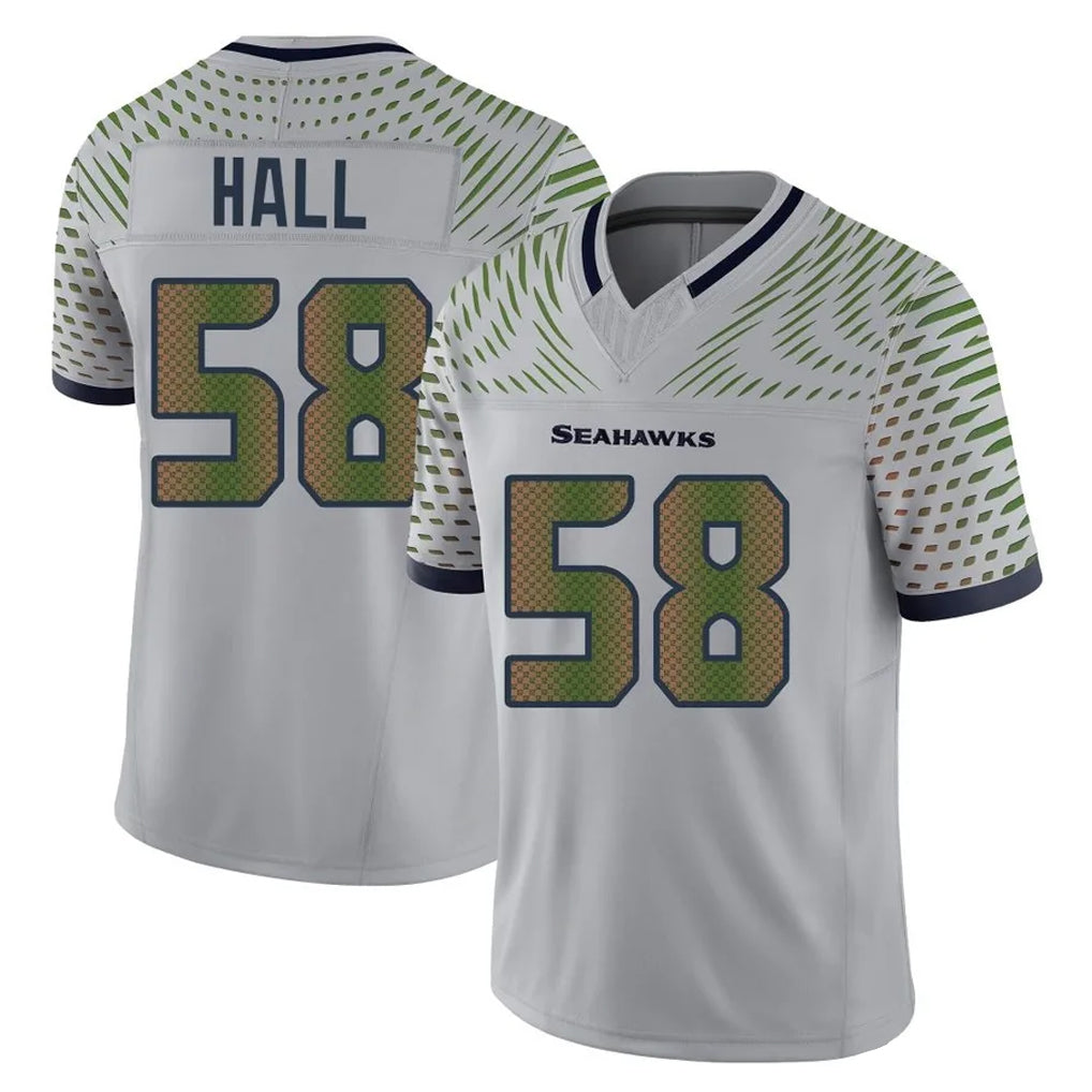 S.Seahawks #58 Derick Hall Player Grey Limited 2025 Rivalries Collection Home Game Ndoa Stitched Jerseys