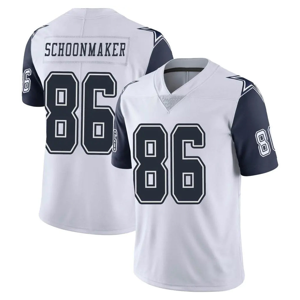 D.Cowboys #86 Luke Schoonmaker Player White-Navy Limited Color Rush Vapor Untouchable Home Game Ndoa Stitched Jerseys