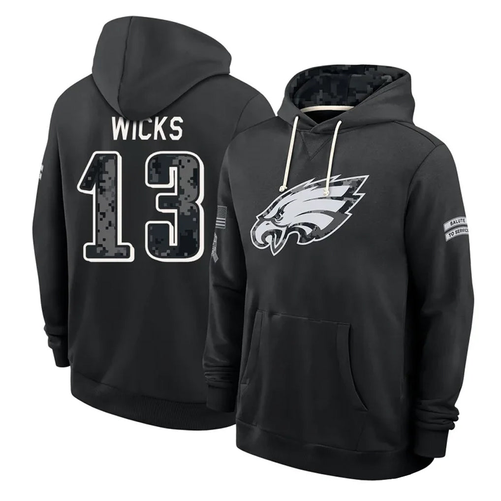 P.Eagles #13 Dontayvion Wicks Player 2026 Black Logo Pullover Hoodies Limited Game Ndoa Stitched Jerseys