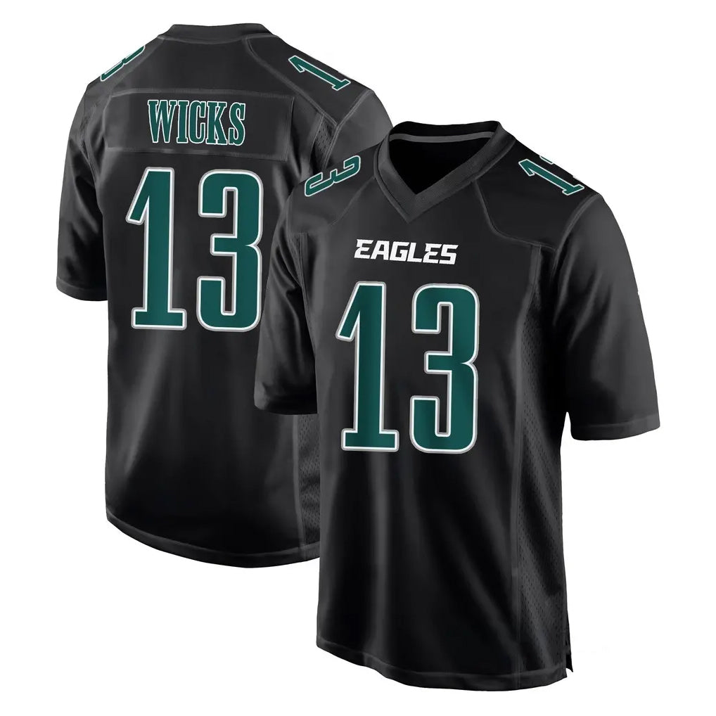 P.Eagles #13 Dontayvion Wicks Player Carbon Black Fashion Home Game Ndoa Stitched Jerseys