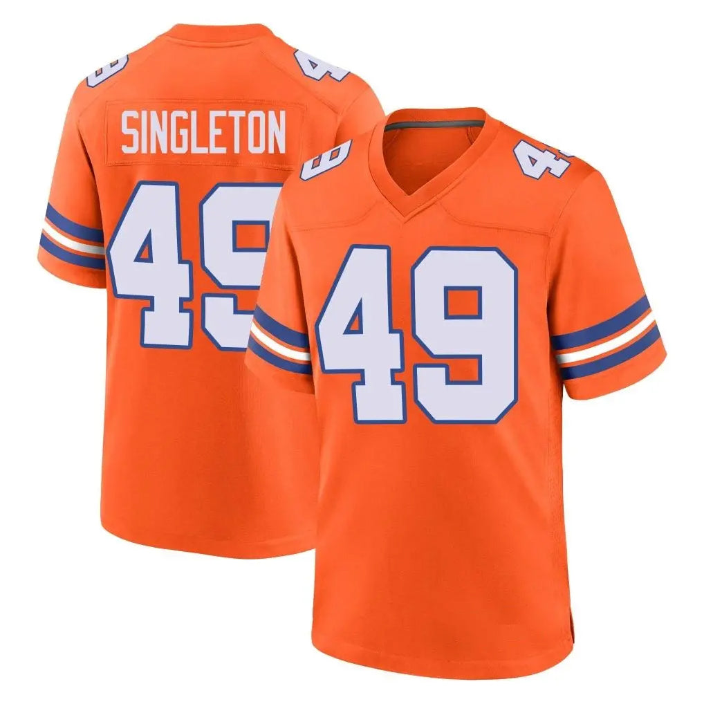 D.Broncos #49 Alex Singleton Player Orange Alternate Collection Throwback Game Ndoa Stitched Jerseys